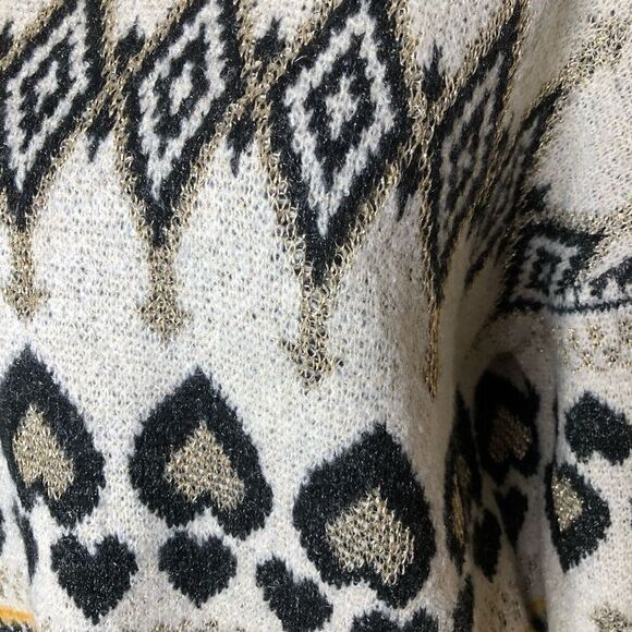 NEW ANDTHEWHY Cream, Black, and Gold Crew Neck Sweater NWT - Picture 2 of 14